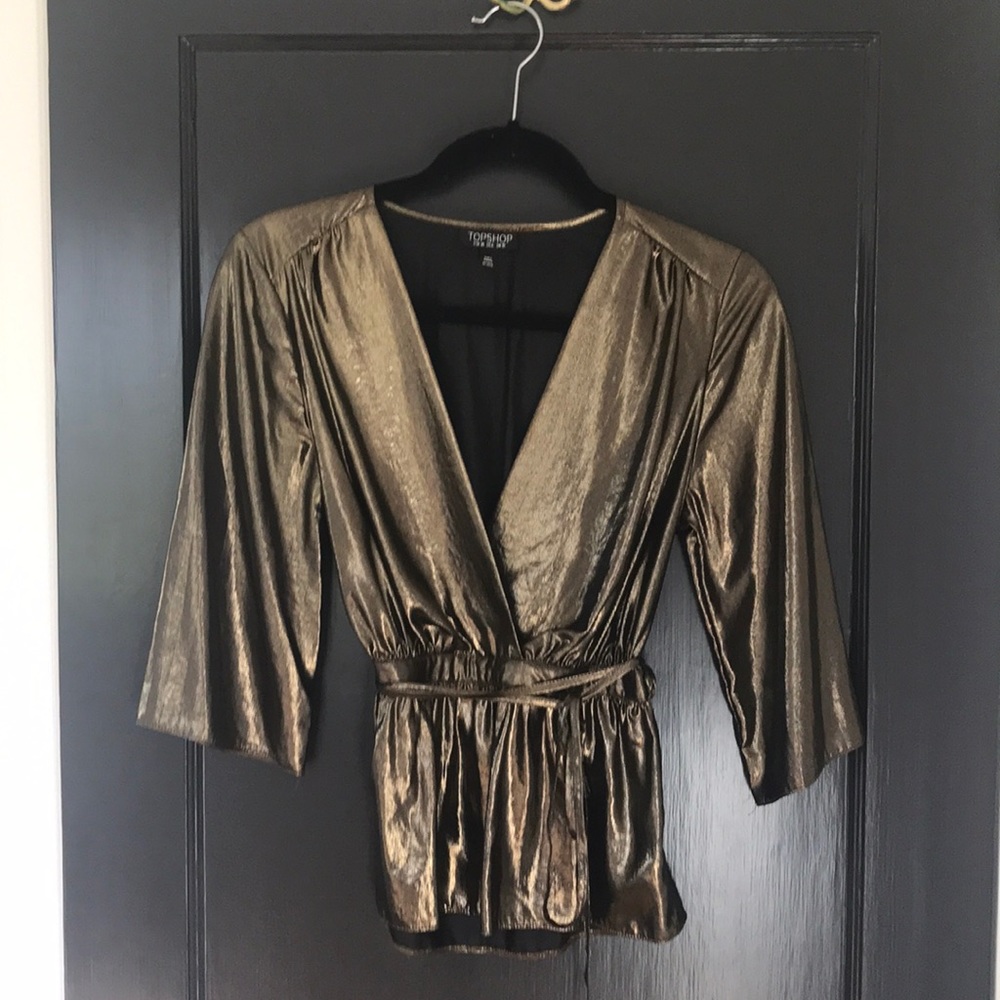 Top shop Gold Lame Top